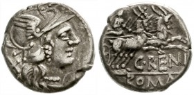 Römische Münzen, Römische Republik, C. Renius, 138 v.Chr.
Denar 138 v. Chr. Romakopf r./C. REN ROMA. Juno in Ziegenbiga.
gutes sehr schön