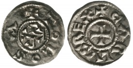 Karolinger, Karl der Kahle, 840-877
Pfennig o.J. +CARLVS REX um Kreuz /+TOLOSA um Karolus-Monogramm.
sehr schön