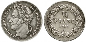 Ausländische Münzen und Medaillen, Belgien, Leopold I., 1830-1865
1/4 Franc 1834 mit Signatur.
vorzüglich/Stempelglanz, kl. Stempelriss
