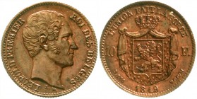 Ausländische Münzen und Medaillen, Belgien, Leopold I., 1830-1865
Probe 10 Francs 1849 in Kupfer. 2,22 g.
vorzüglich/Stempelglanz, selten