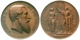Ausländische Münzen und Medaillen, Belgien, Leopold II., 1865-1909
Bronzemedaille 1865 v. L. Wiener, a.s. Regierungsantritt. Kopf n.r. / Vereidigung....