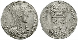 Ausländische Münzen und Medaillen, Frankreich, Ludwig XIV., 1643-1715
1/12 Ecu au buste juvenile 1660 &, Aix.
fast sehr schön, kl. Zainende
