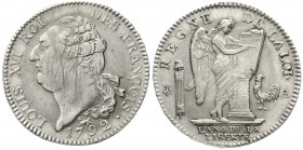 Ausländische Münzen und Medaillen, Frankreich, Ludwig XVI., 1774-1793
Ecu de 6 Livres 1792 A Paris. fast vorzüglich, beiderseits justiert