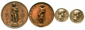 Ausländische Münzen und Medaillen, Frankreich, Napoleon I., 1804-1814, 1815
4 Stück: 2 X Silber-Miniaturmedaille Jahr XIII (1804/05), Br.-Medaille v....