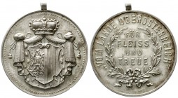 Römisch Deutsches Reich, Haus Habsburg, Franz Joseph I., 1848-1916
Silber-Dienstbotenmedaille o.J. v. Christlbauer/Wien. Preis des Landes Oberösterre...