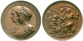Römisch Deutsches Reich, Haus Habsburg, Franz Joseph I., 1848-1916
Bronzemedaille 1890 von Scharff. Hochzeit des Erzherzogs Franz Salvator mit Erzher...