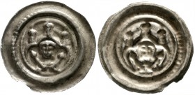 Altdeutsche Münzen und Medaillen, Anhalt, Heinrich I., 1212-1244
Brakteat o.J. Büste mit 2 Zeptern unter Dreibogen mit 3 Türmen.
sehr schön, Randfeh...