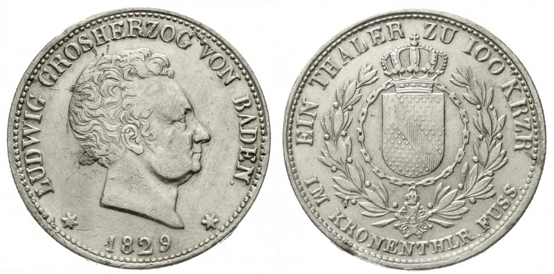 Altdeutsche Münzen und Medaillen, Baden-Durlach, Ludwig, 1818-1830
Taler zu 100...