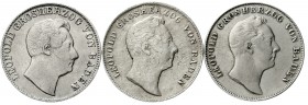 Altdeutsche Münzen und Medaillen, Baden-Durlach, Leopold, 1830-1852
3 X 1/2 Gulden: 1839, 1843, 1849. meist sehr schön