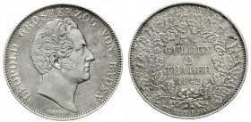 Altdeutsche Münzen und Medaillen, Baden-Durlach, Leopold, 1830-1852
Doppeltaler 1842. sehr schön/vorzüglich, scharf gereinigt
