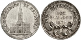 Altdeutsche Münzen und Medaillen, Baden-Durlach, Friedrich I., 1852-1907
Silberabschlag von den Stempeln des Gedenkkreuzers 1879. Evangelische Kirche...