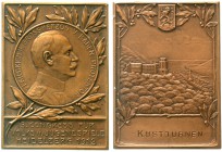 Altdeutsche Münzen und Medaillen, Baden-Durlach, Friedrich II., 1907-1918
Rechteckige Bronzeplakette 1912. 13. Congress für Volks- und Jugendspiele H...