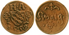 Altdeutsche Münzen und Medaillen, Bayern, Albrecht V., 1550-1579
Kupfermarke des herzogl. Meierhofes 1559. 21 mm.
sehr schön, selten