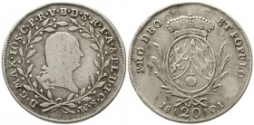 Altdeutsche Münzen und Medaillen, Bayern, Maximilian Joseph, 1799-1825, ab 1806 König
20 Kreuzer 1801. schön, selten
