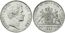 Altdeutsche Münzen und Medaillen, Bayern, Ludwig I., 1825-1848
Doppeltaler 1843. vorzüglich/Stempelglanz