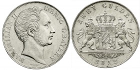 Altdeutsche Münzen und Medaillen, Bayern, Maximilian II. Joseph, 1848-1864
Doppelgulden 1852. gutes vorzüglich