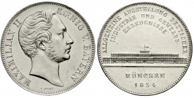 Altdeutsche Münzen und Medaillen, Bayern, Maximilian II. Joseph, 1848-1864
Geschichtsdoppeltaler 1854. Allgemeine Ausstellung deutscher Industrie und...
