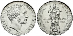 Altdeutsche Münzen und Medaillen, Bayern, Maximilian II. Joseph, 1848-1864
Doppelgulden 1855. Mariensäule.
vorzüglich