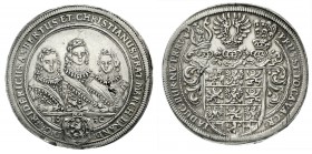 Altdeutsche Münzen und Medaillen, Brandenburg-Ansbach, Friedrich, Albert und Christian, 1625-1634
Reichstaler 1630, Nürnberg. fast vorzüglich, kl. Sc...