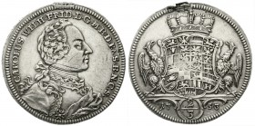 Altdeutsche Münzen und Medaillen, Brandenburg-Ansbach, Karl Wilhelm Friedrich, 1729-1757
2/3 Taler 1753 ISG. schön, min. justiert und Henkelspur