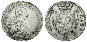 Altdeutsche Münzen und Medaillen, Brandenburg-Ansbach, Alexander, 1757-1791
Taler (90 Kreuzer) nach dem Vorbild der Preußischen Kuranttaler des 14-Ta...