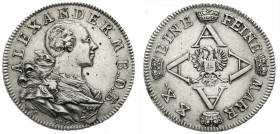 Altdeutsche Münzen und Medaillen, Brandenburg-Ansbach, Alexander, 1757-1791
1/2 Konventionstaler 1760 G. vorzüglich, etwas berieben