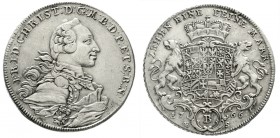 Altdeutsche Münzen und Medaillen, Brandenburg-Bayreuth, Friedrich Christian, 1763-1769
Konventionstaler 1766 B. gutes sehr schön