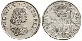Altdeutsche Münzen und Medaillen, Brandenburg/Preußen, Friedrich Wilhelm, 1640-1688
2/3 Taler 1674 IA Halberstadt. Brb. im antiken Mantel. Var. mit P...