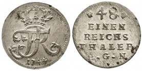 Altdeutsche Münzen und Medaillen, Brandenburg/Preußen, Friedrich II., 1740-1786
1/48 Taler 1744 EGN Berlin. fast Stempelglanz