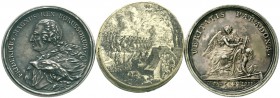 Altdeutsche Münzen und Medaillen, Brandenburg/Preußen, Friedrich II., 1740-1786
Schraubmedaille 1759 (Stempel v. I.M. Mörikofer). Auf seine Siege. Ge...