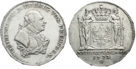 Altdeutsche Münzen und Medaillen, Brandenburg/Preußen, Friedrich Wilhelm II., 1786-1797
2/3 Taler 1792 S, Schwabach, für Ansbach-Bayreuth.
vorzüglic...