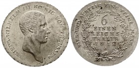 Altdeutsche Münzen und Medaillen, Brandenburg/Preußen, Friedrich Wilhelm III., 1797-1840
1/6 Taler 1812 A. fast Stempelglanz