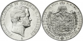 Altdeutsche Münzen und Medaillen, Brandenburg/Preußen, Friedrich Wilhelm IV., 1840-1861
Vereinsdoppeltaler 1846 A. vorzüglich, kl. Randfehler und Kra...