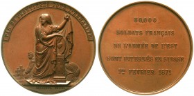 Altdeutsche Münzen und Medaillen, Brandenburg/Preußen, Wilhelm I., 1861-1888
Schweizer Bronzemedaille 1871 von Landry, a.d. Internierung von 80000 fr...
