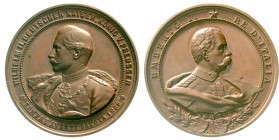 Altdeutsche Münzen und Medaillen, Brandenburg/Preußen, Wilhelm II., 1888-1918
Bronzemedaille 1889. Treffen mit Umberto von Italien. 39 mm.
vorzüglic...
