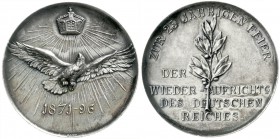 Altdeutsche Münzen und Medaillen, Brandenburg/Preußen, Wilhelm II., 1888-1918
Silbermedaille 1896 v. Lauer a.d. 25-Jf. d. Wieder-Aufrichtung d. Dt. R...
