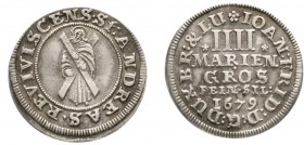 Altdeutsche Münzen und Medaillen, Braunschweig-Calenberg-Hannover, Johann Friedrich, 1665-1679
IIII Mariengroschen 1679 ohne Mmz, Clausthal (Heinrich...