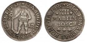 Altdeutsche Münzen und Medaillen, Braunschweig-Calenberg-Hannover, Ernst August, 1679-1698
XII Mariengroschen 1696. Wilder Mann.
sehr schön/vorzügli...