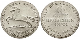 Altdeutsche Münzen und Medaillen, Braunschweig-Calenberg-Hannover, Georg IV., 1820-1830
16 Gute Groschen 1828. fast Stempelglanz