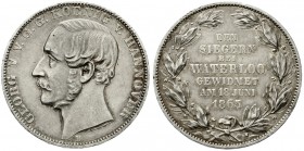 Altdeutsche Münzen und Medaillen, Braunschweig-Calenberg-Hannover, Georg V., 1851-1866
Vereinstaler 1865 B. Waterloo.
vorzüglich, kl. Kratzer und wi...
