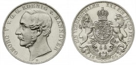 Altdeutsche Münzen und Medaillen, Braunschweig-Calenberg-Hannover, Georg V., 1851-1866
Vereinstaler 1866 B. fast Stempelglanz