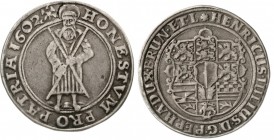 Altdeutsche Münzen und Medaillen, Braunschweig-Wolfenbüttel, Heinrich Julius, 1589-1613
1/4 Ausbeutetaler 1602 Andreasberg (Heinrich Depsern). St. An...