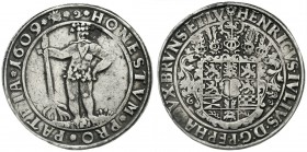 Altdeutsche Münzen und Medaillen, Braunschweig-Wolfenbüttel, Heinrich Julius, 1589-1613
Reichstaler 1609, Zellerfeld. Wilder Mann in der Linken Baums...