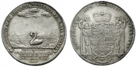 Altdeutsche Münzen und Medaillen, Braunschweig-Wolfenbüttel, Karl I., 1735-1780
Ausbeutetaler der Grube WEISSER SCHWAN 1745 IBH. Schwan auf Teich vor...