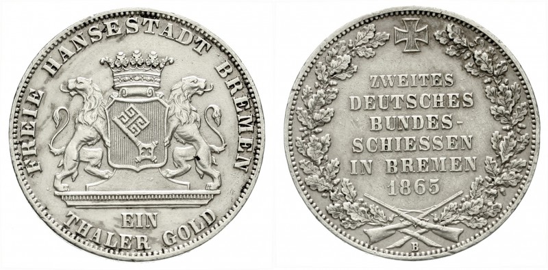 Altdeutsche Münzen und Medaillen, Bremen-Stadt
Taler 1865 B. Zweites deutsches ...