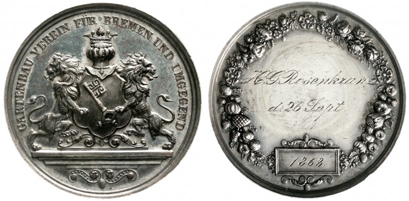 Altdeutsche Münzen und Medaillen, Bremen-Stadt
Silber-Prämienmedaille 1868 (gra...