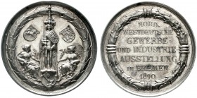 Altdeutsche Münzen und Medaillen, Bremen-Stadt
Silbermedaille 1890 von Lauer (Nürnberg). Nord-Westdeutsche Gewerbe- und Industrieausstellung. Roland ...