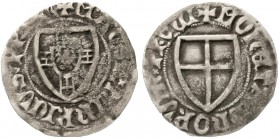 Altdeutsche Münzen und Medaillen, Deutscher Orden, Heinrich I. von Plauen, 1410-1413
Schilling o.J. Trennzeichen Doppelkreuzchen, Buchst. "R" über Or...