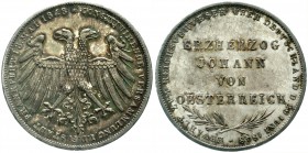Altdeutsche Münzen und Medaillen, Frankfurt-Stadt
Gedenkdoppelgulden 1848. Erzherzog Johann von Österreich. Mit altem Bestimmungskärtchen mit Inventa...