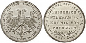 Altdeutsche Münzen und Medaillen, Frankfurt-Stadt
Versilberter Kupferabschlag (Probe) von den Originalstempeln des Gedenkdoppelgulden 1849. Auf die K...